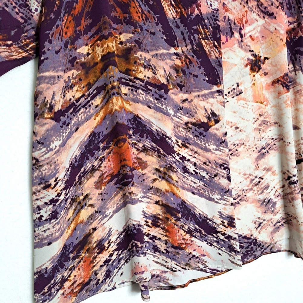 Rose Olive Womens 4X Purple‎ Orange Abstract Print VNeck Tunic Blouse 3/4 Sleeve - Picture 5 of 12